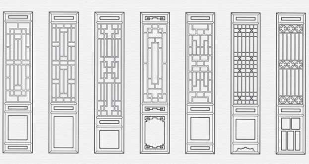 江山常用中式仿古花窗图案隔断设计图