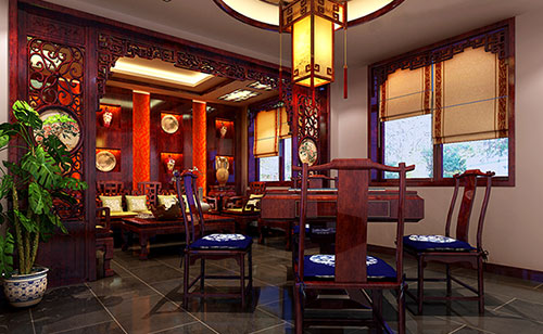 江山古典中式风格茶楼包间设计装修效果图